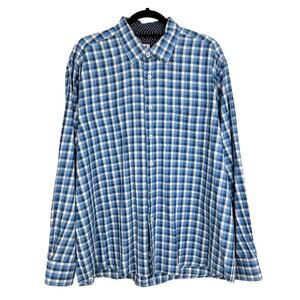 Fredrick Martin Blue Plaid Cotton Long Sleeve Button Down Shirt Mens XL